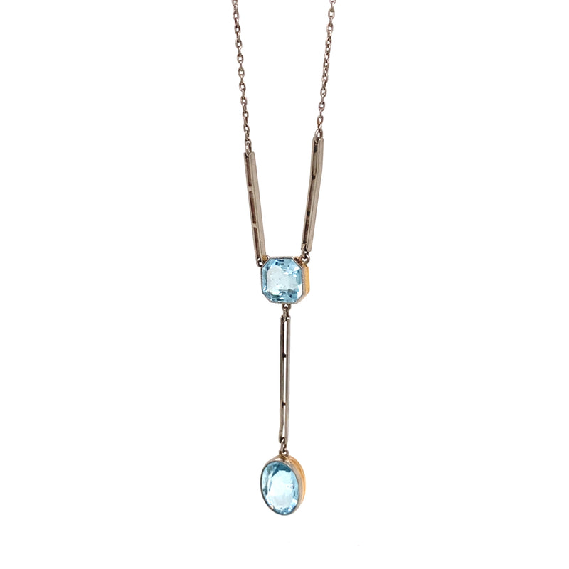 1920's Aquamarine and Palladium Drop Necklace