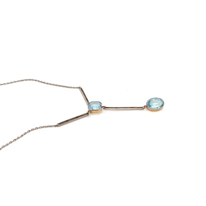 1920's Aquamarine and Palladium Drop Necklace