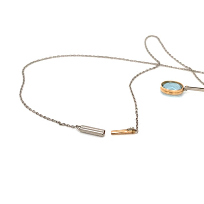 detailed view of chain glasp 1920's Aquamarine and Palladium Drop Necklace