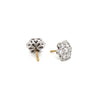 18 Carat Yellow and White Gold Diamond Floral Cluster Stud Earrings
