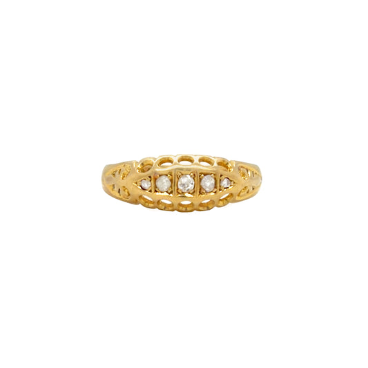 Old Cut Diamond and 18 Carat Yellow Gold Five-Stone Ring, Chester, 1902
