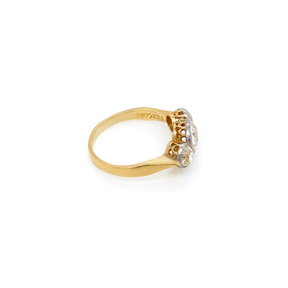 Old Cut Diamond Three-Stone Engagement Ring in 18K Gold and Platinum, c.1880s