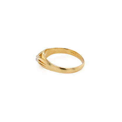 Antique Old Mine Cut Diamond and 18 Carat Yellow Gold Gents Ring