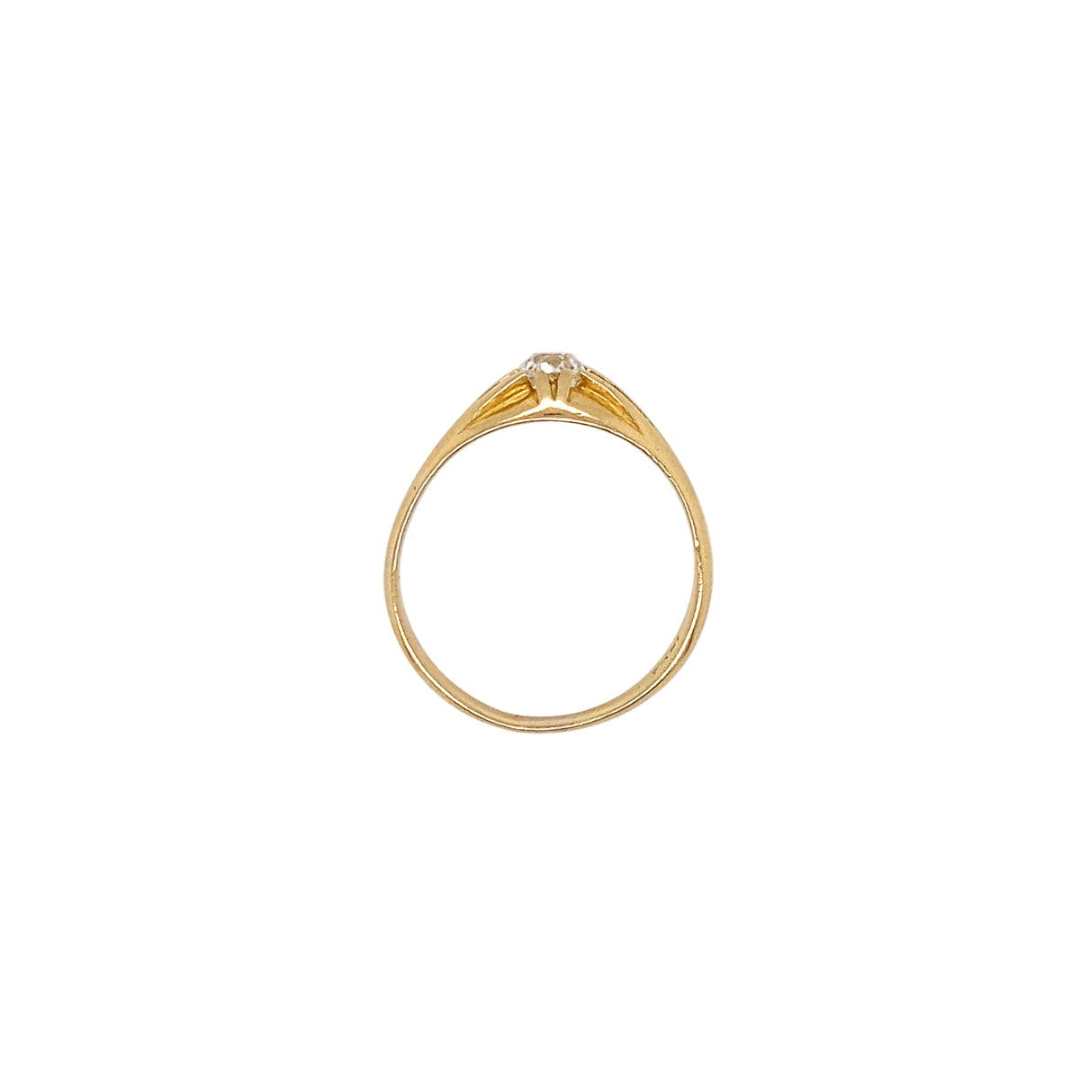 Antique Old Mine Cut Diamond and 18 Carat Yellow Gold Gents Ring