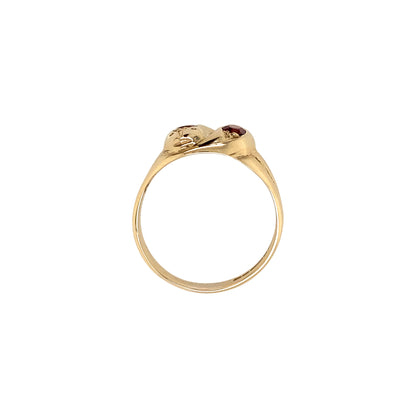 Vintage Garnet and 9 Carat Yellow Gold Double Headed Snake Cocktail Ring, 1959