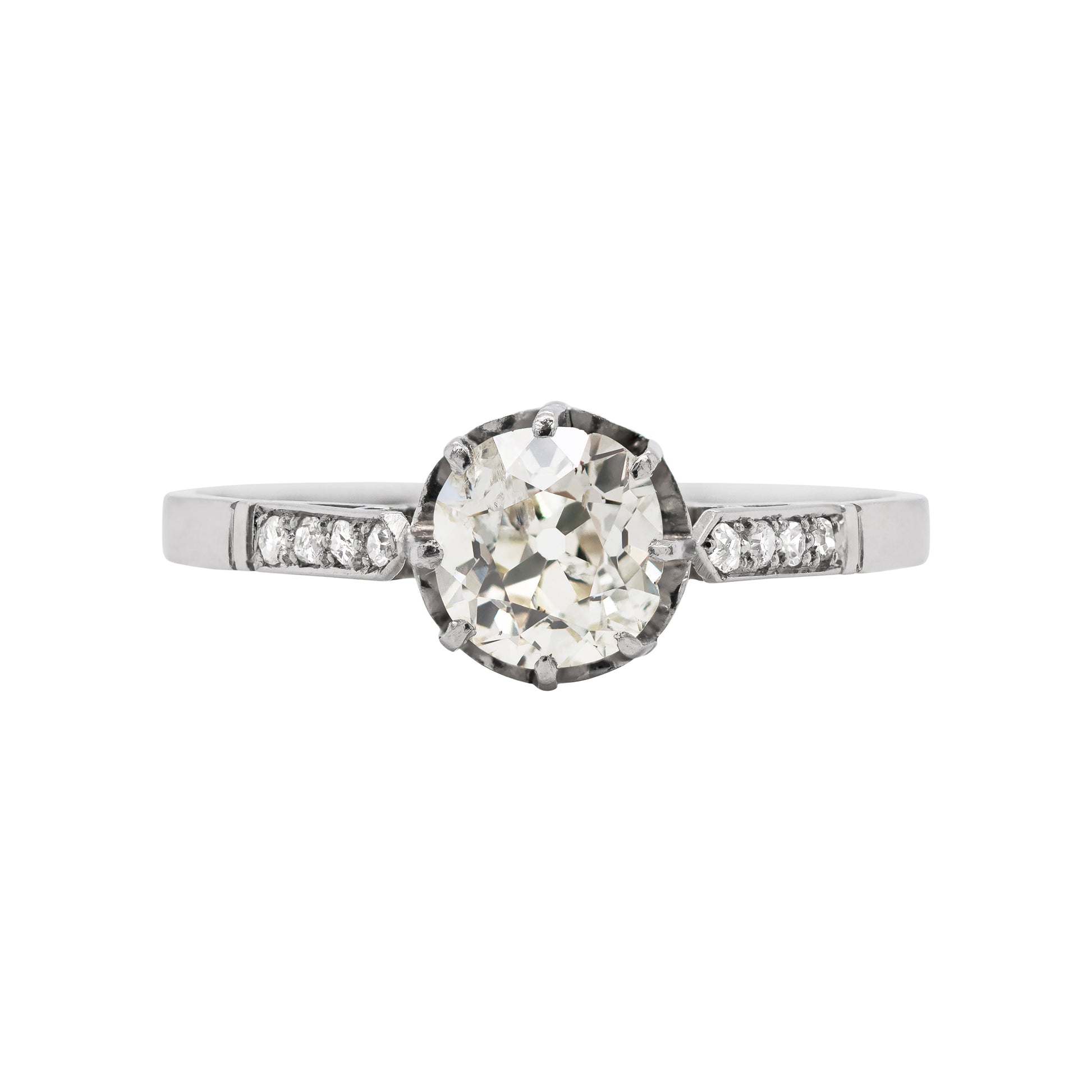 Antique 1.09 Carat Old Cut Diamond Platinum Engagement Ring C.1910