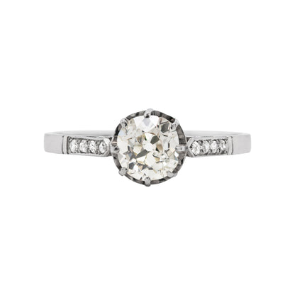 Antique 1.09 Carat Old Cut Diamond Platinum Engagement Ring C.1910