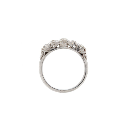 diamond setting view Antique Five Stone Old Cut Diamond and Platinum Ring, circa 1900