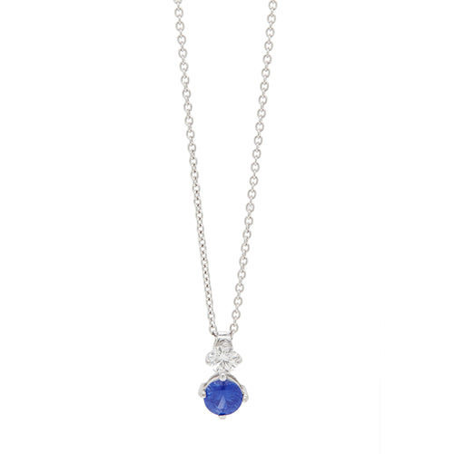 Blue Sapphire and Diamond 18 Carat White Gold Pendant Necklace