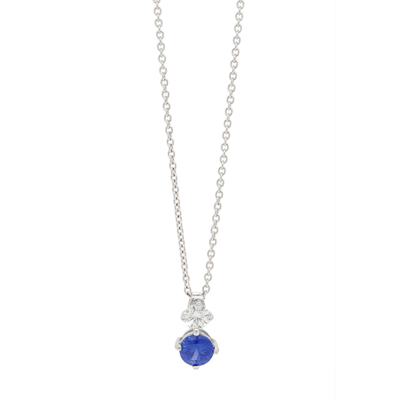 Blue Sapphire and Diamond 18 Carat White Gold Pendant Necklace