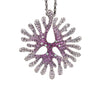 Pink and White Sapphire and Diamond 18 Carat Gold Coral Pendant and Chain