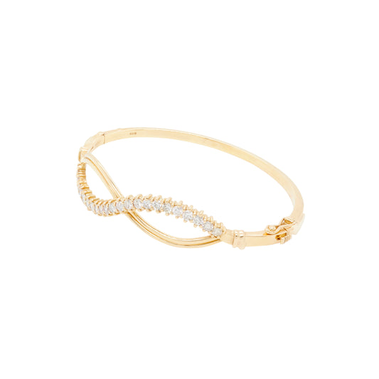 Diamond and 18 Carat Yellow Gold Infinity Bangle Bracelet