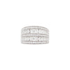 Mixed Cut Diamond 14 Carat White Gold Tapered Wide Band Cocktail Ring