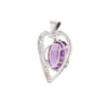 Oval Amethyst and Diamond 18 Carat White Gold Heart Pendant