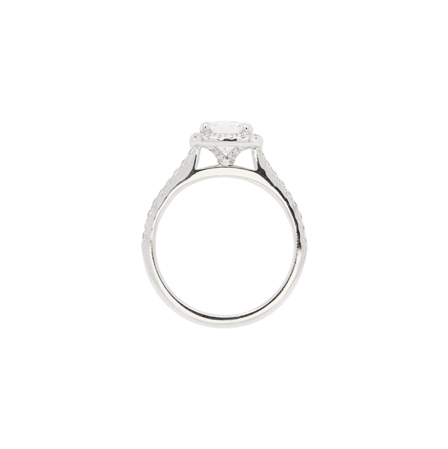 1.01 Carat I VS2 Cushion Cut Diamond Halo Ring in 18 Carat White Gold