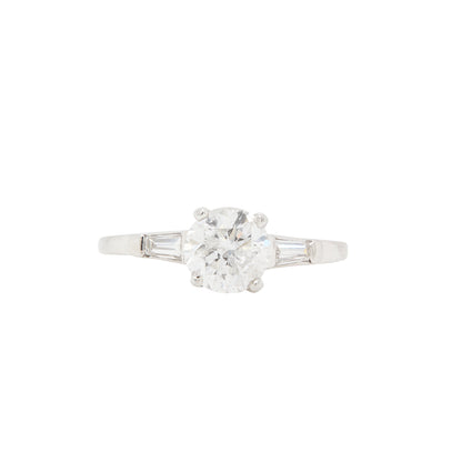 1.04 Carat Diamond and Platinum Three Stone Engagement Ring