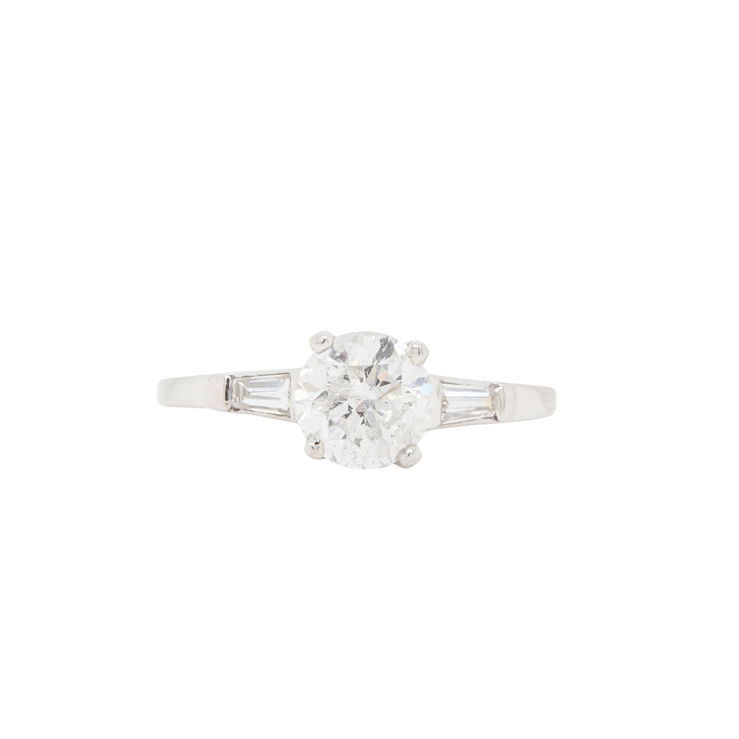 1.04 Carat Diamond and Platinum Three Stone Engagement Ring