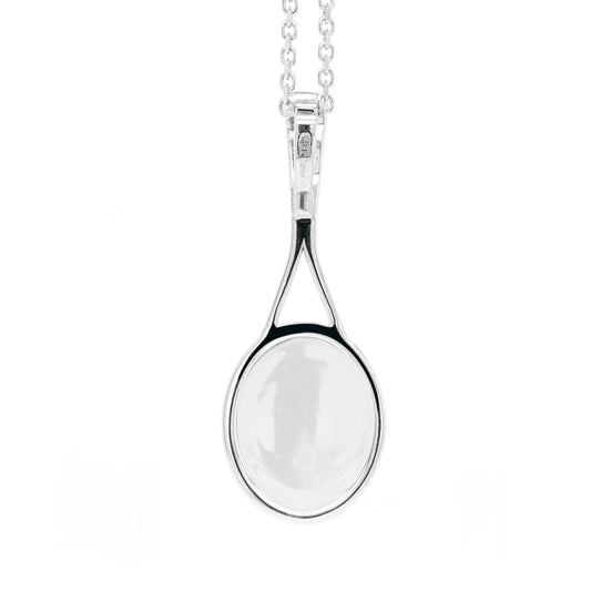 Diamond 18 Carat White Gold Tennis Racket Pendant and Chain