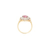Vintage Pink Sapphire & Diamond Halo 18K Gold Coronet Cluster Engagement Ring