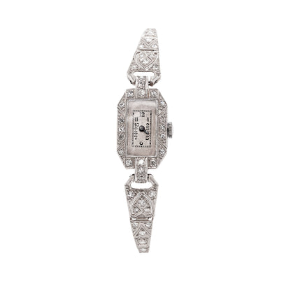 Antique (c1920s) Old Cut Diamond and Platinum Art Deco Cocktail Watch