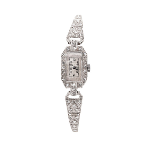 Antique Old Cut Diamond and Platinum Art Deco Cocktail Watch, circa 1920's