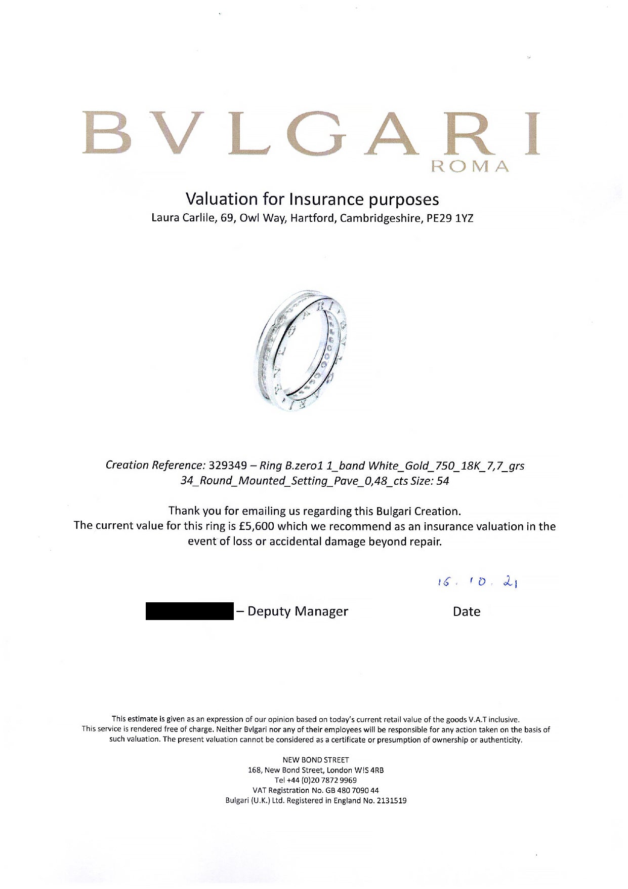 Bvlgari ring discount sizer free