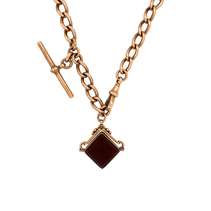Antique 9K Gold Albert Choker Chain with T-Bar and Swivel Hob, 1900
