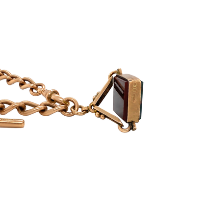 Antique 9K Gold Albert Choker Chain with T-Bar and Swivel Hob, 1900