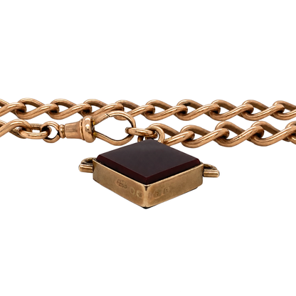 Antique 9K Gold Albert Choker Chain with T-Bar and Swivel Hob, 1900