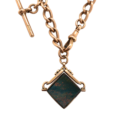Antique 9K Gold Albert Choker Chain with T-Bar and Swivel Hob, 1900