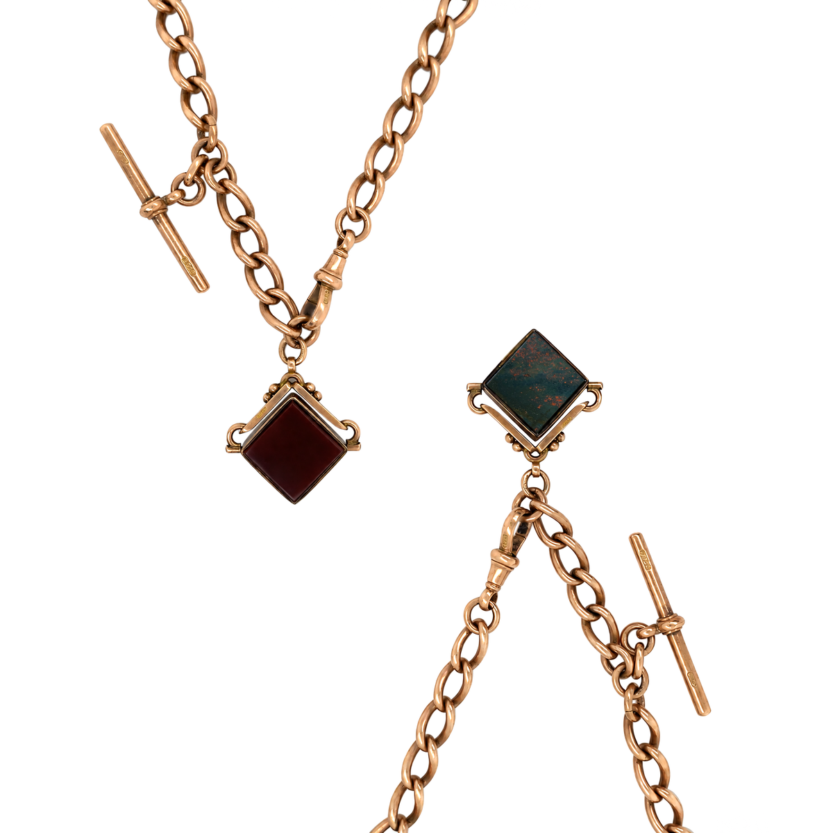 Antique 9K Gold Albert Choker Chain with T-Bar and Swivel Hob, 1900