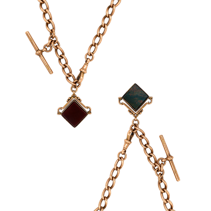 Antique 9K Gold Albert Choker Chain with T-Bar and Swivel Hob, 1900