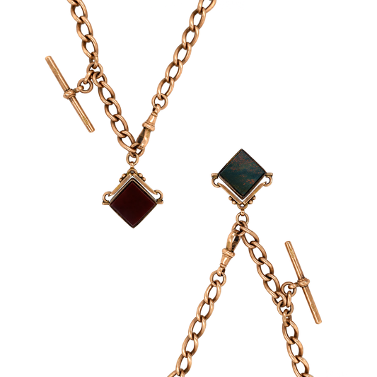 Antique 9K Gold Albert Choker Chain with T-Bar and Swivel Hob, 1900