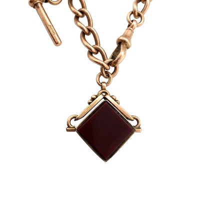 Antique 9K Gold Albert Choker Chain with T-Bar and Swivel Hob, 1900