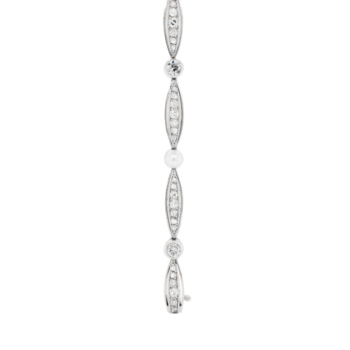 French Pearl and Diamond Platinum Bracelet, Circa 1910