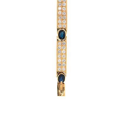 Vintage Sapphire and Diamond 18 Carat Yellow Gold Bracelet