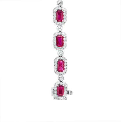 Ruby and Diamond 18 Carat White Gold Bracelet