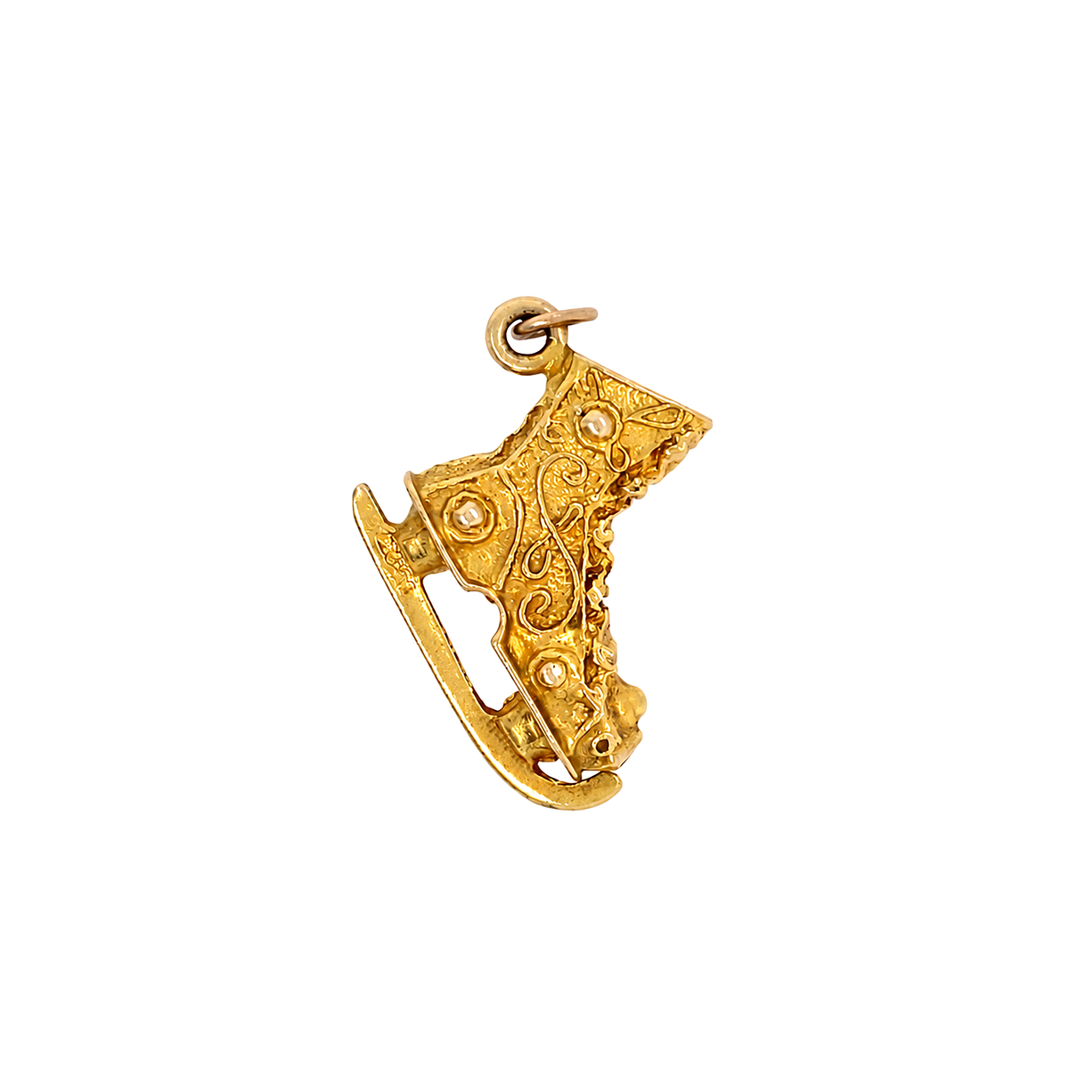 Vintage 9 Carat Yellow Gold Ornate Ice Skate Charm/Pendant