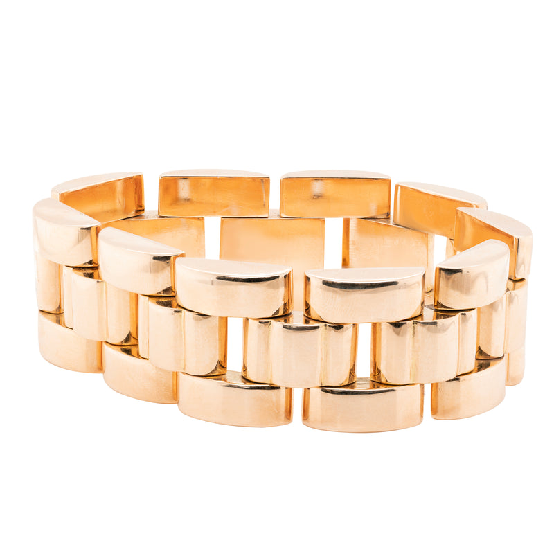Retro 18 Carat Yellow Gold 'Tank' Style Link Bracelet
