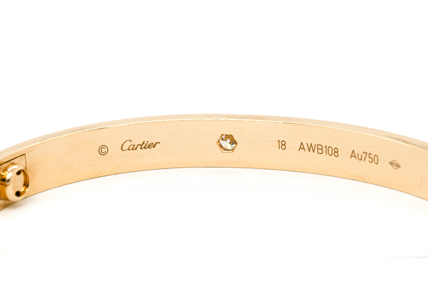 Cartier Love 4 Diamonds 18 Carat Yellow Gold Bangle Bracelet