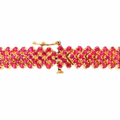 Ruby and Diamond 18 Carat Yellow Gold Bracelet