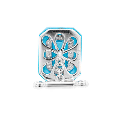 Turquoise and Diamond 18 Carat White Gold Octagonal Cufflinks