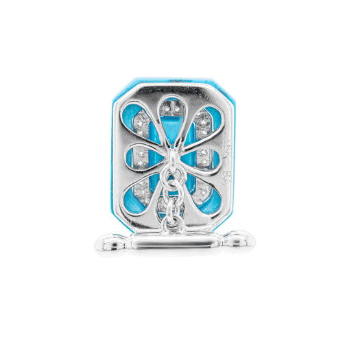 Turquoise and Diamond 18 Carat White Gold Octagonal Cufflinks