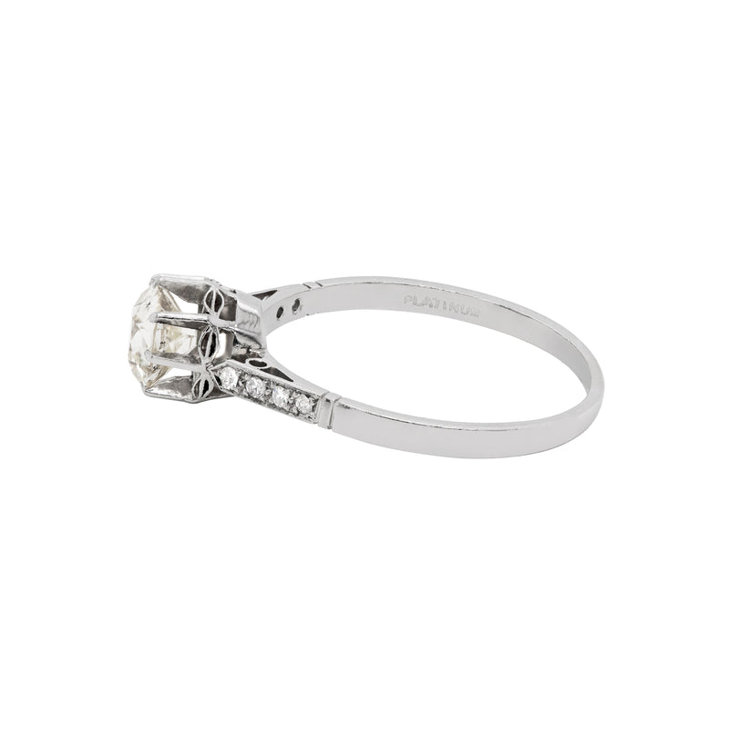 Antique 1.09 Carat Old Cut Diamond Platinum Engagement Ring, Circa 1910
