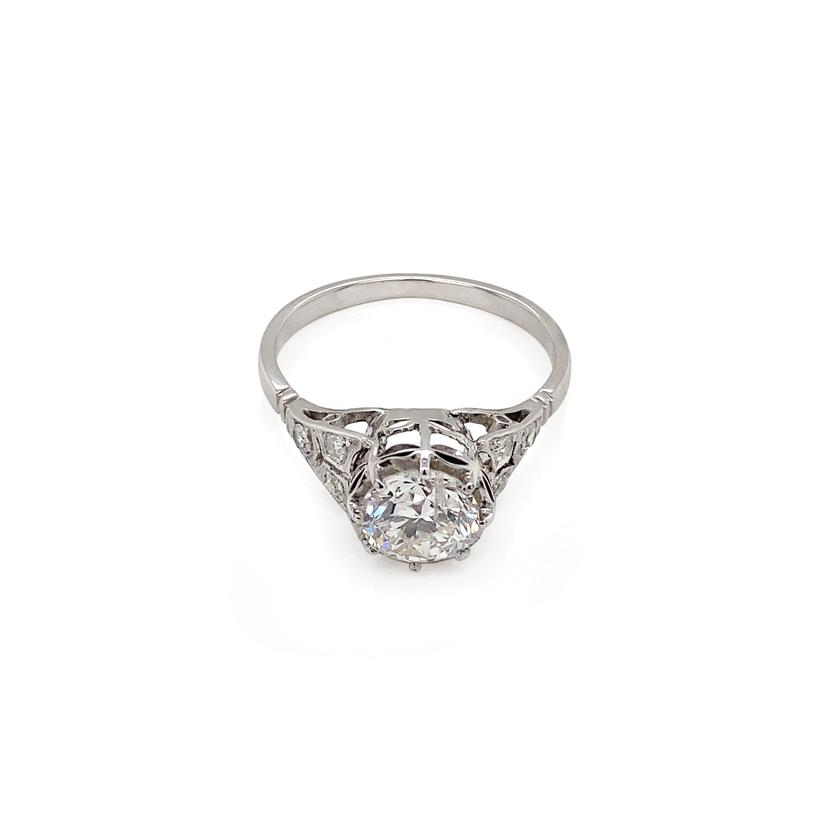 Antique 1.05 Carat Old European Cut Diamond & Platinum Art Deco Engagement Ring