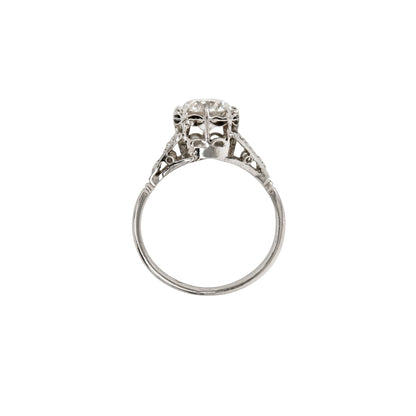 Antique 1.05 Carat Old European Cut Diamond & Platinum Art Deco Engagement Ring