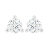 A pair of 18 carat white gold stud earrings with a clear, heart-shaped butterfly back and a central diamond.