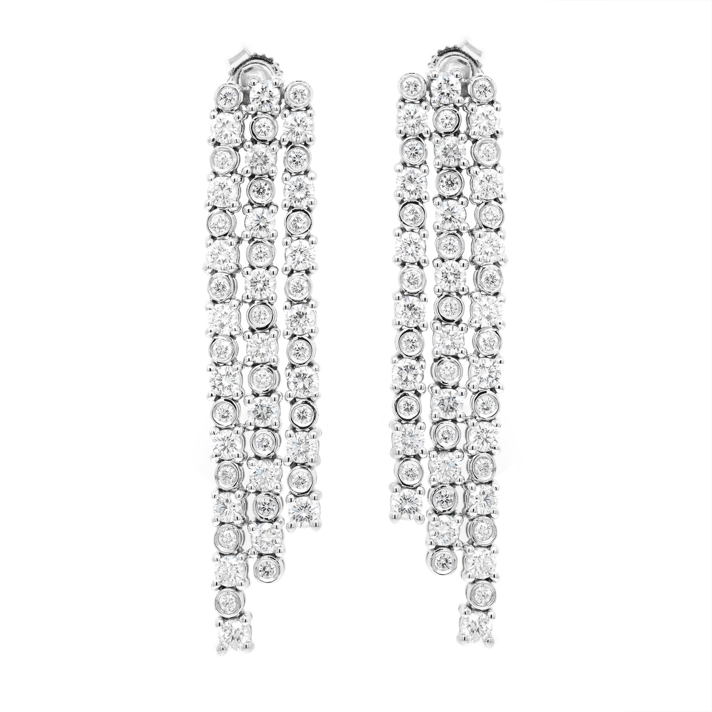 Diamond 18 Carat White Gold Three-Row Fringe Drop Earrings