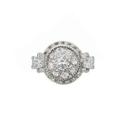 Vintage Semi-Old Cut Diamond and Platinum Chunky Dome Cocktail Ring, c.1940s