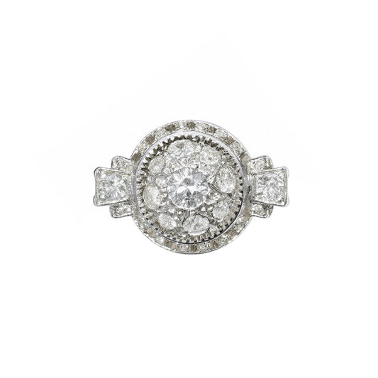 Vintage Semi-Old Cut Diamond and Platinum Chunky Dome Cocktail Ring, c.1940s